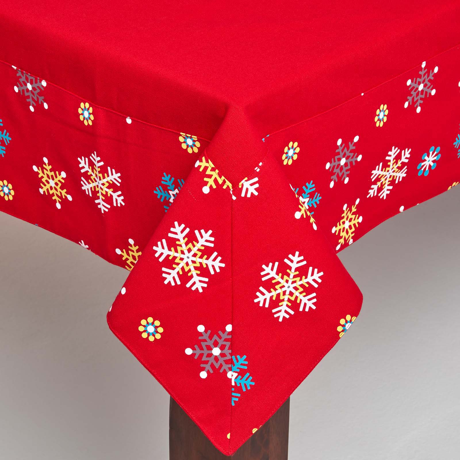 Nappe De Table Noël - Imprimé Flocons De Neige Rouge 138x220cm - Homescapes