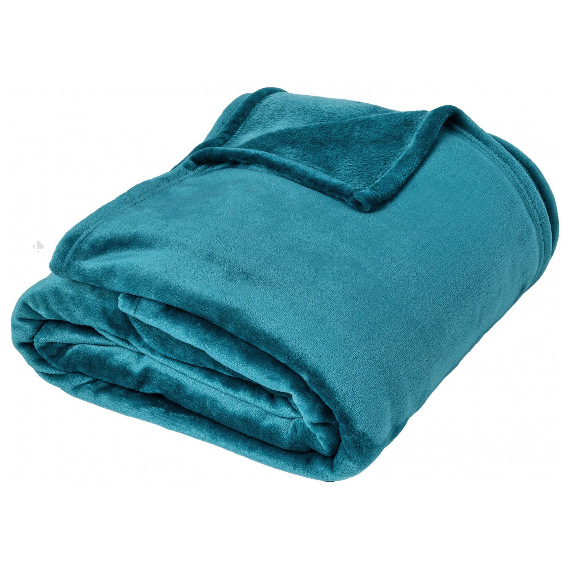 Linnea Velvet Plaid 180 X 220 Cm Polyester Bleu