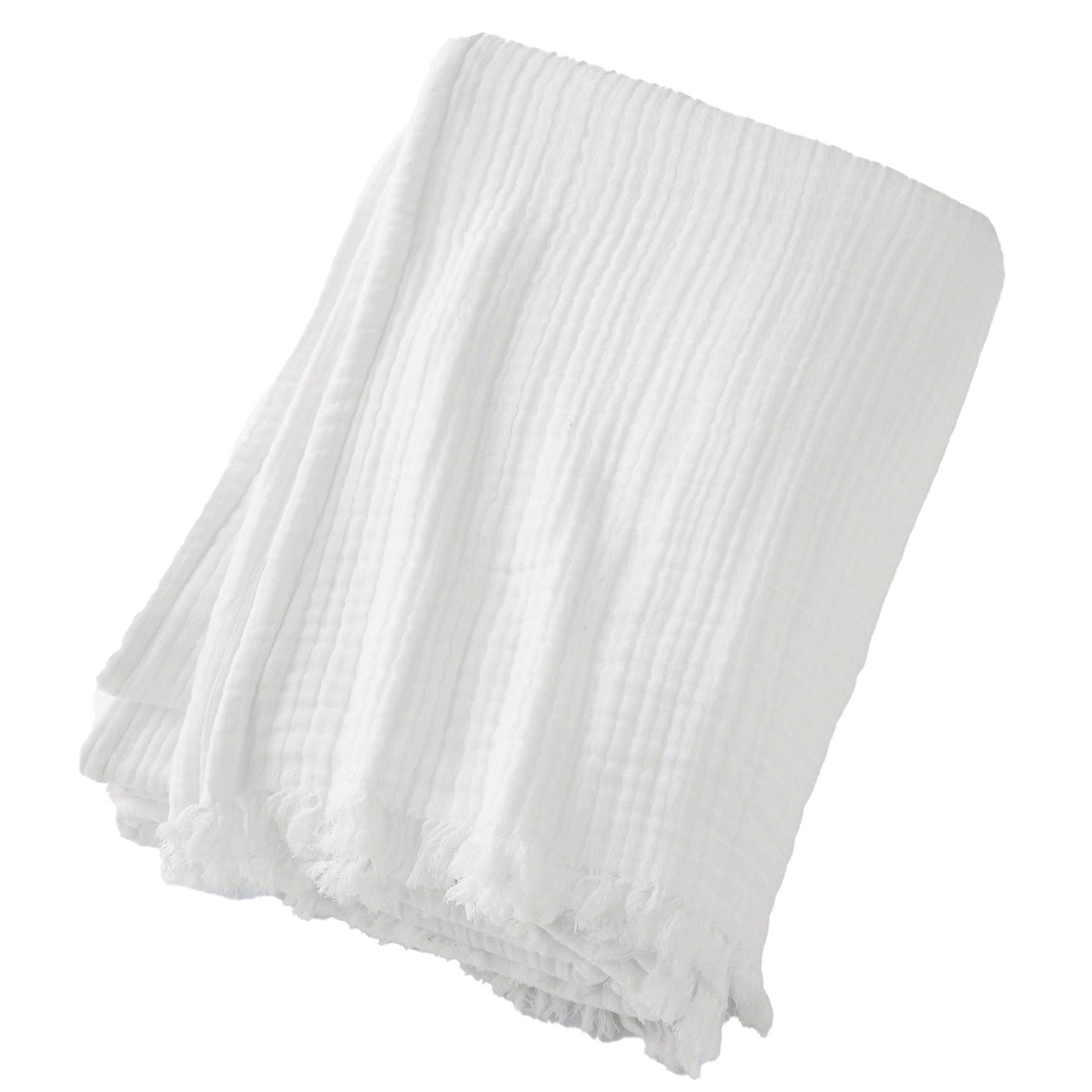 Plaid À Franges 180x220 Cm Gaze De Coton Chantilly