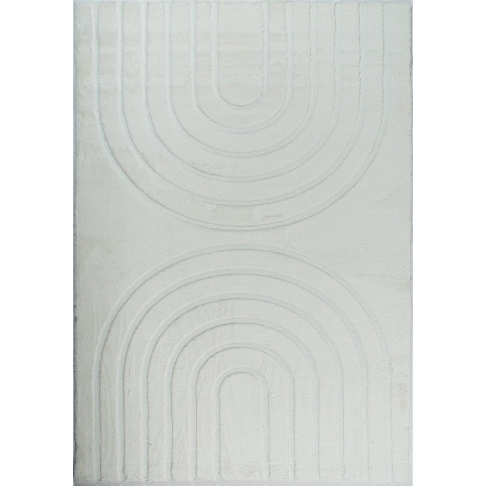 Tapis Blanc Géométrique Doux Antidérapant Lavable - 120 X 160 Cm