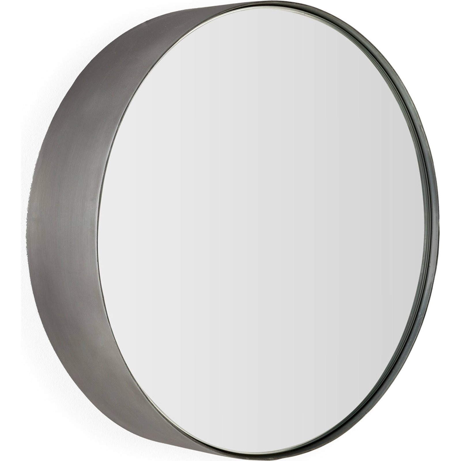 Miroir Rond Mural Métal Nickel Vieilli Style Industriel Élégant - Nickel Vieilli Effet Argent Patiné