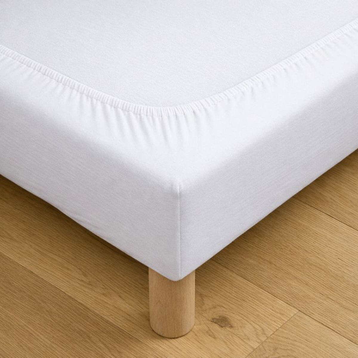 Cache Sommier Jersey Coton Extensible Blanc 90x190 Cm