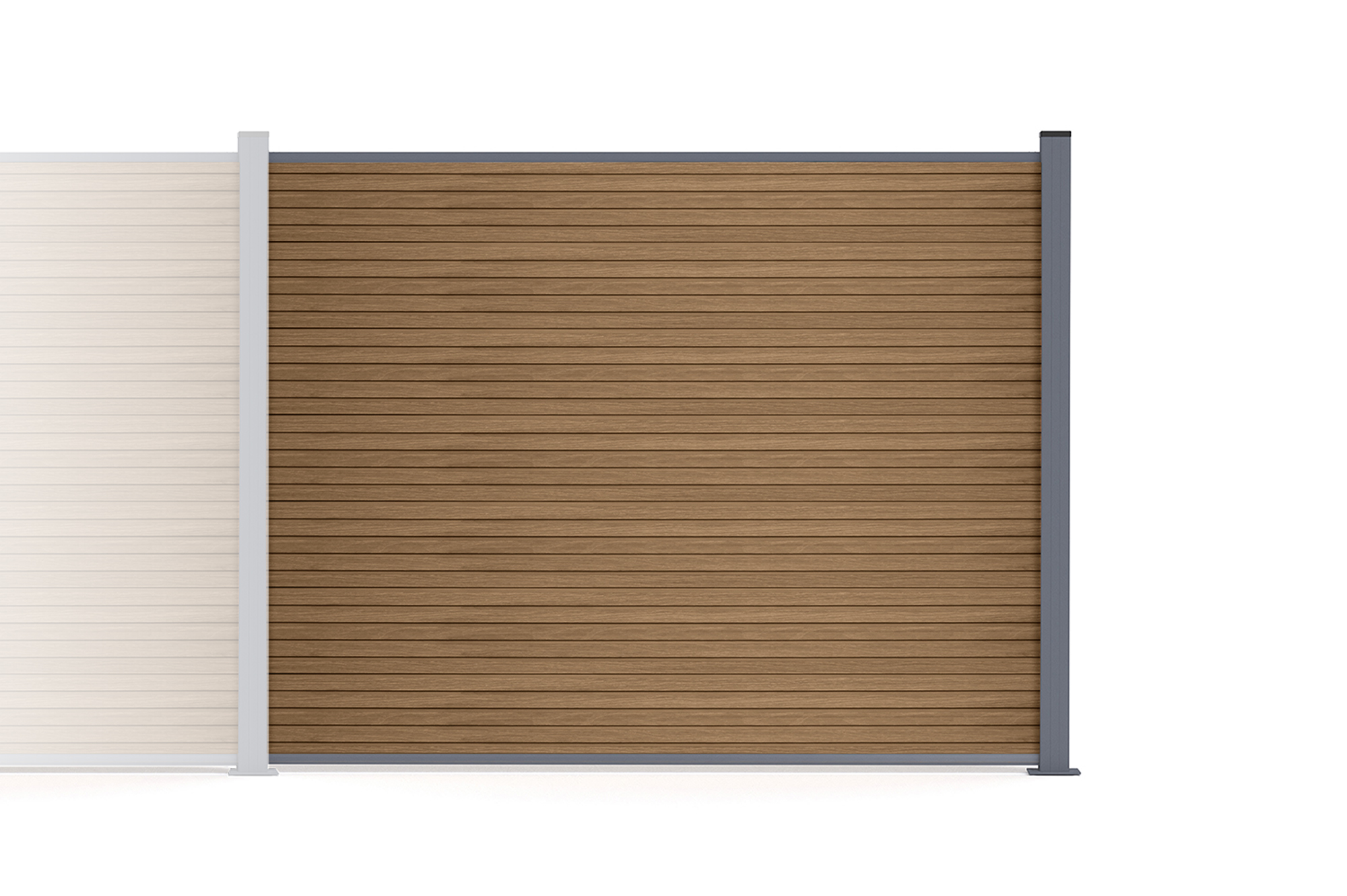 Kit D'Extension Clôture Composite Effet Bois 2m Priel H.150 Cm Sur Platine Teck
