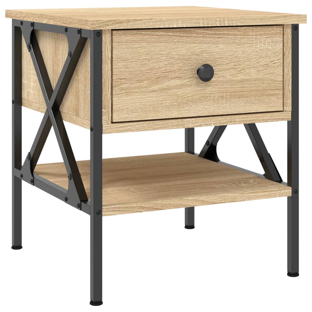 Table De Chevet Avec Tiroir Et Étagère 40 X 42 X 45 Cm Bois Dec033868