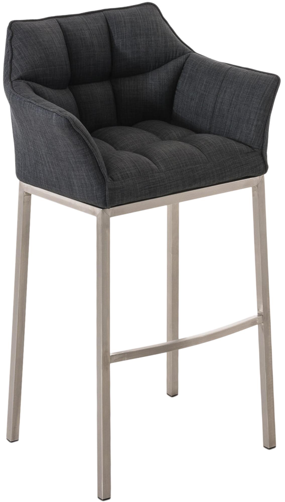 Tabouret De Bar Damaso E En Tissu Avec Structure À 4 Pieds Gris Foncé