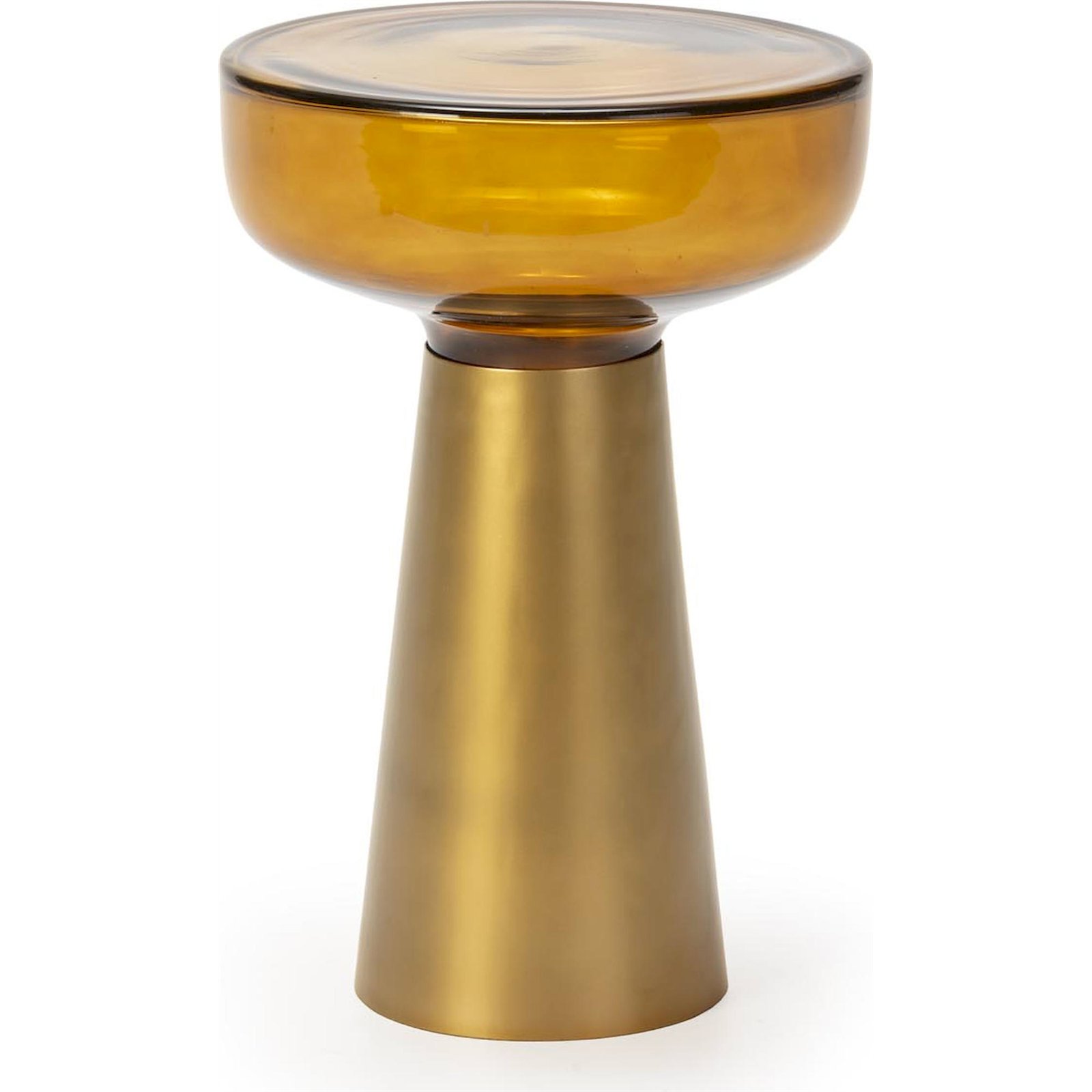 Table D'Appoint Dorée Et Ambre En Métal Et Verre Design Élégant - Doré Ambre