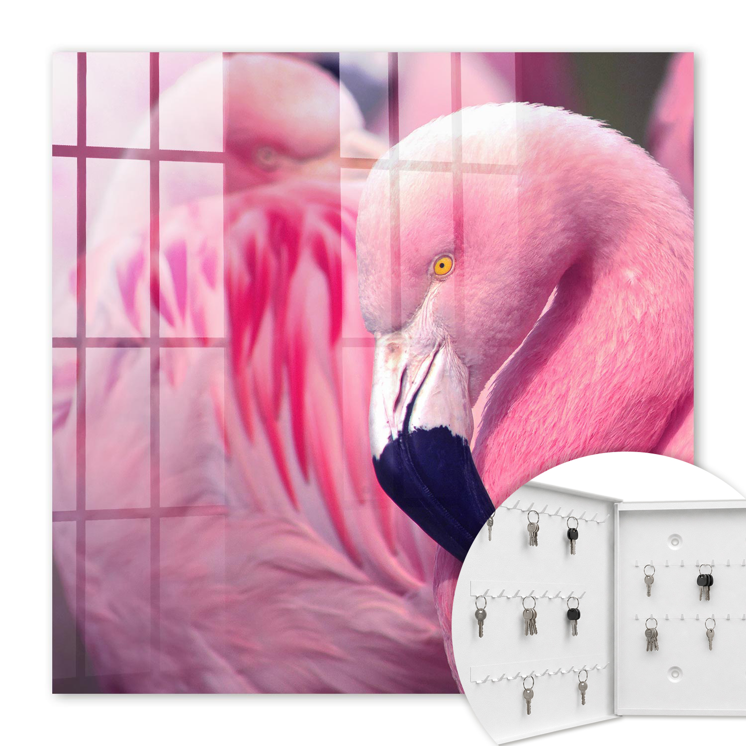 Armoire À Clés - (30 Cm X 30 Cm) - Boîte À Clés Murale - Coffret De Rangement Pour Clés - Couleur Blanche - Ouverture Vers La Gauche - Pour Maison Et Bureau - Beauté Rose