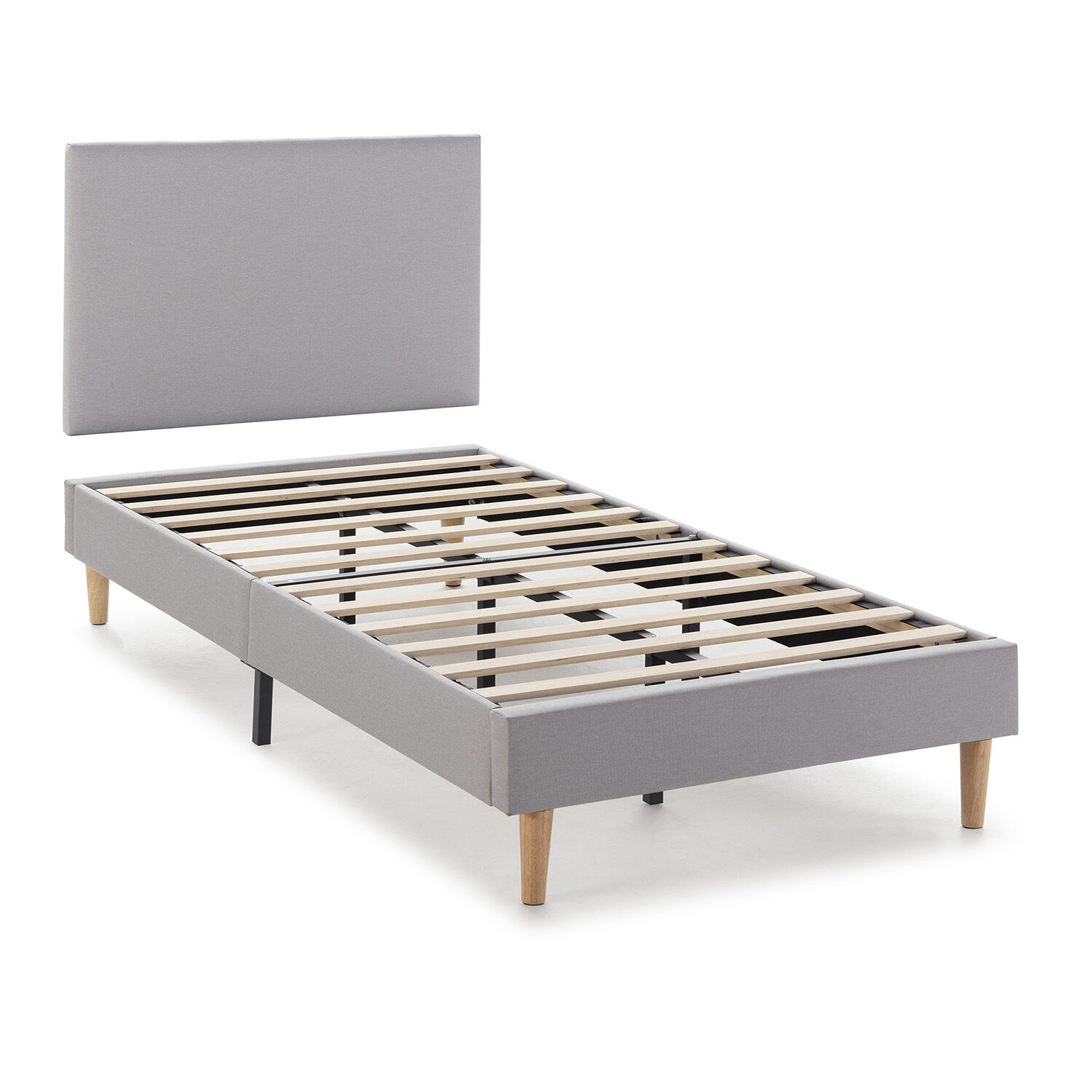 Sommier Tapissier Aura + Tête De Lit 90x190 Cm, Gris Clair, Hauteur 30 Cm