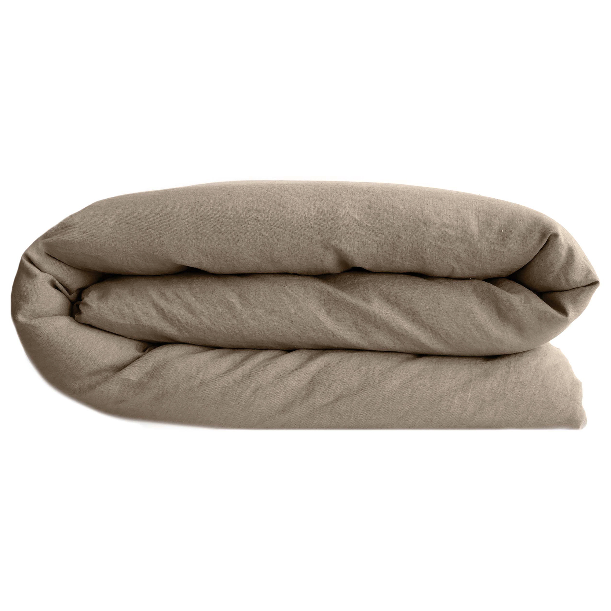 Housse De Couette Palace Pur Coton Lavé 240x220 Cm Uni Marron Camel