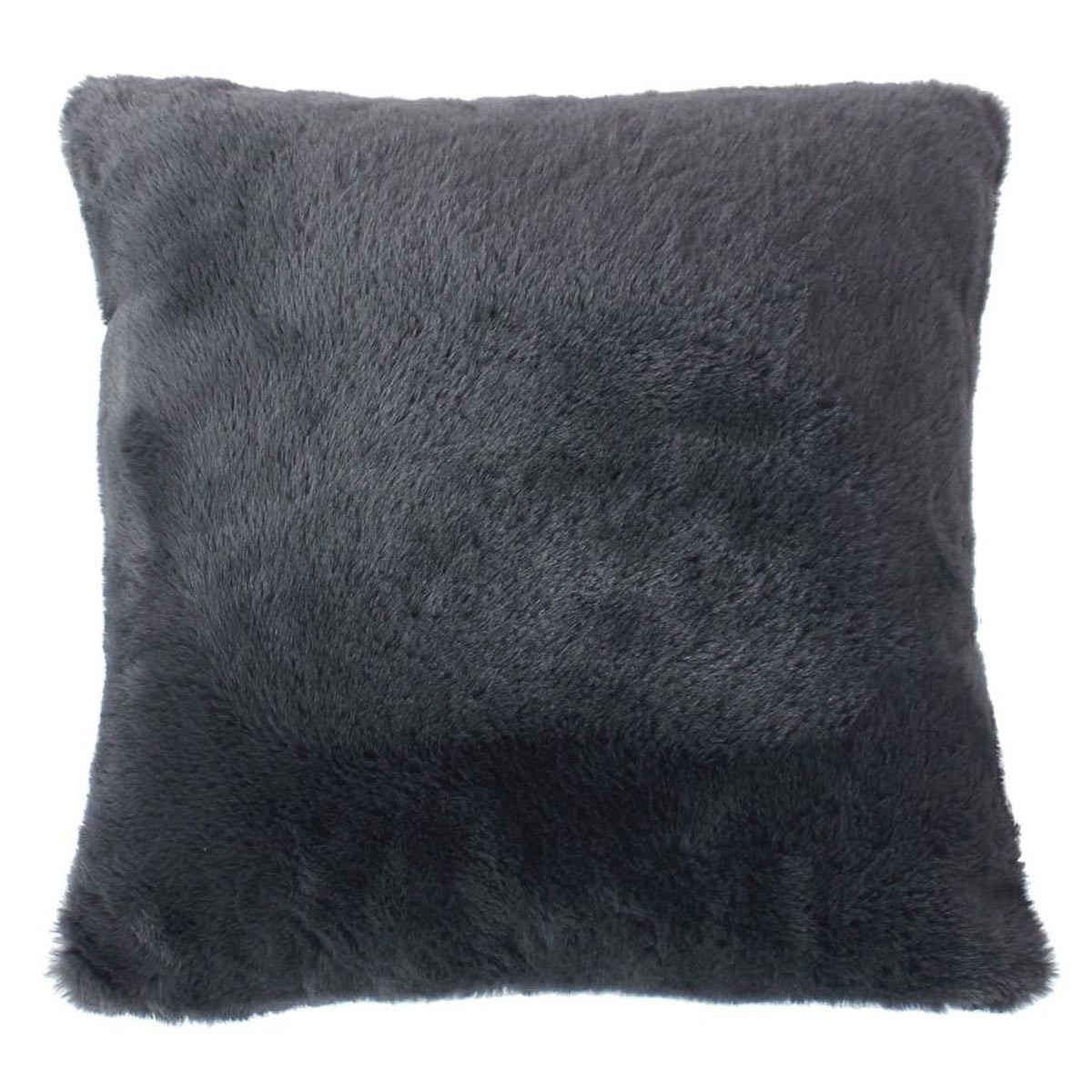 Coussin Déco Imitation Fourrure "rabbit Pop" 40x40cm Anthracite