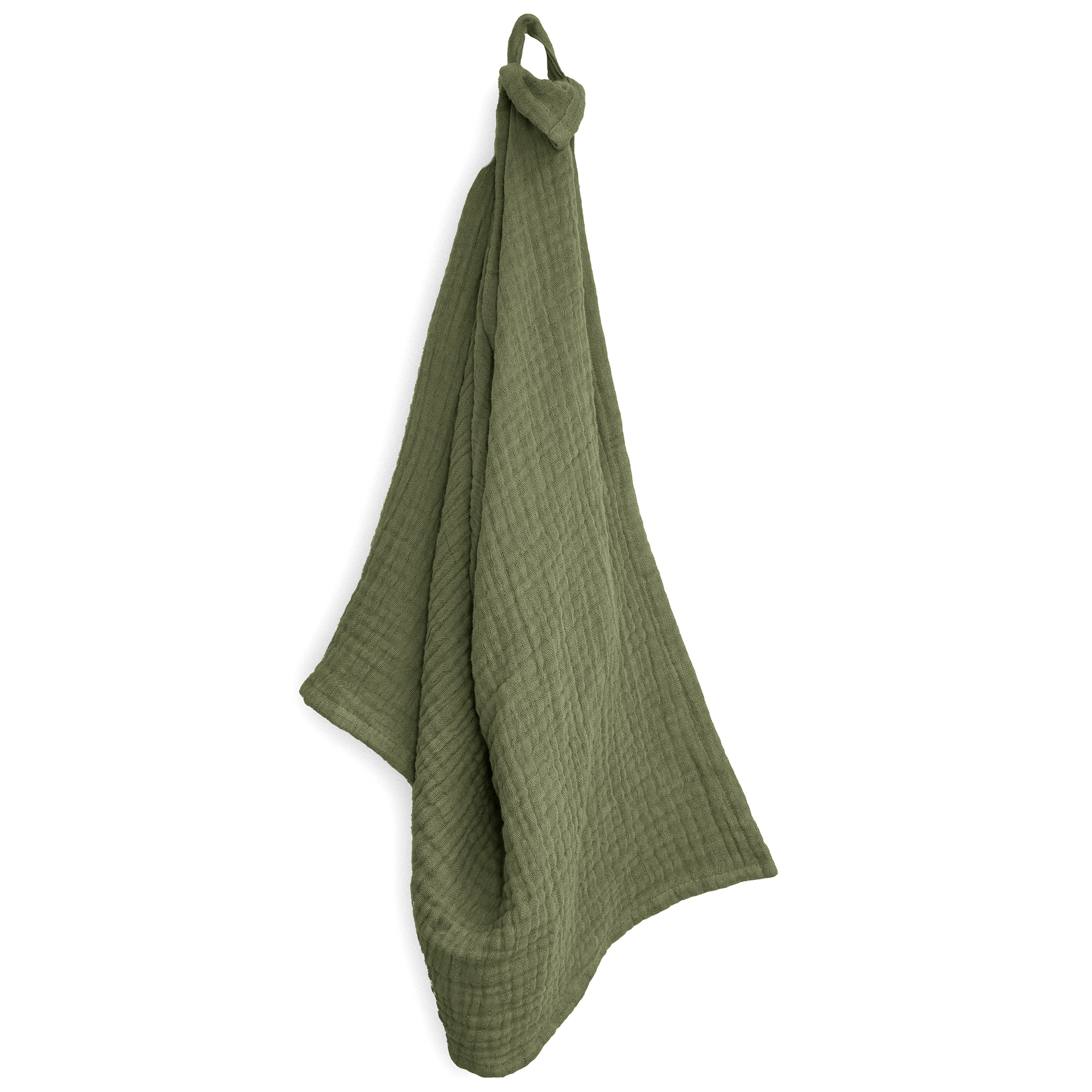 Trio De Torchon De Cuisine 40x60 Cm Mousseline De Coton Kea Table Vert Kaki