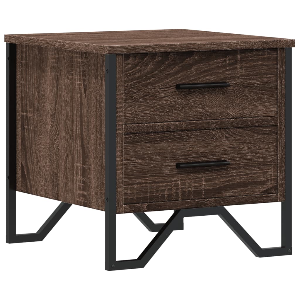 Table De Chevet Avec Deux Tiroirs 40 X 41 X 40 Cm Bois D'ingénierie Dec033758
