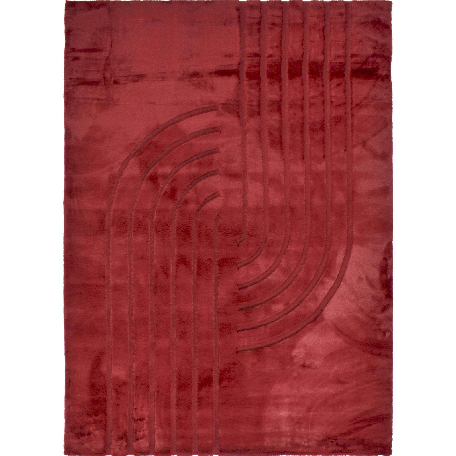 Tapis Rouge Géométrique Doux Antidérapant Lavable - 80 X 150 Cm