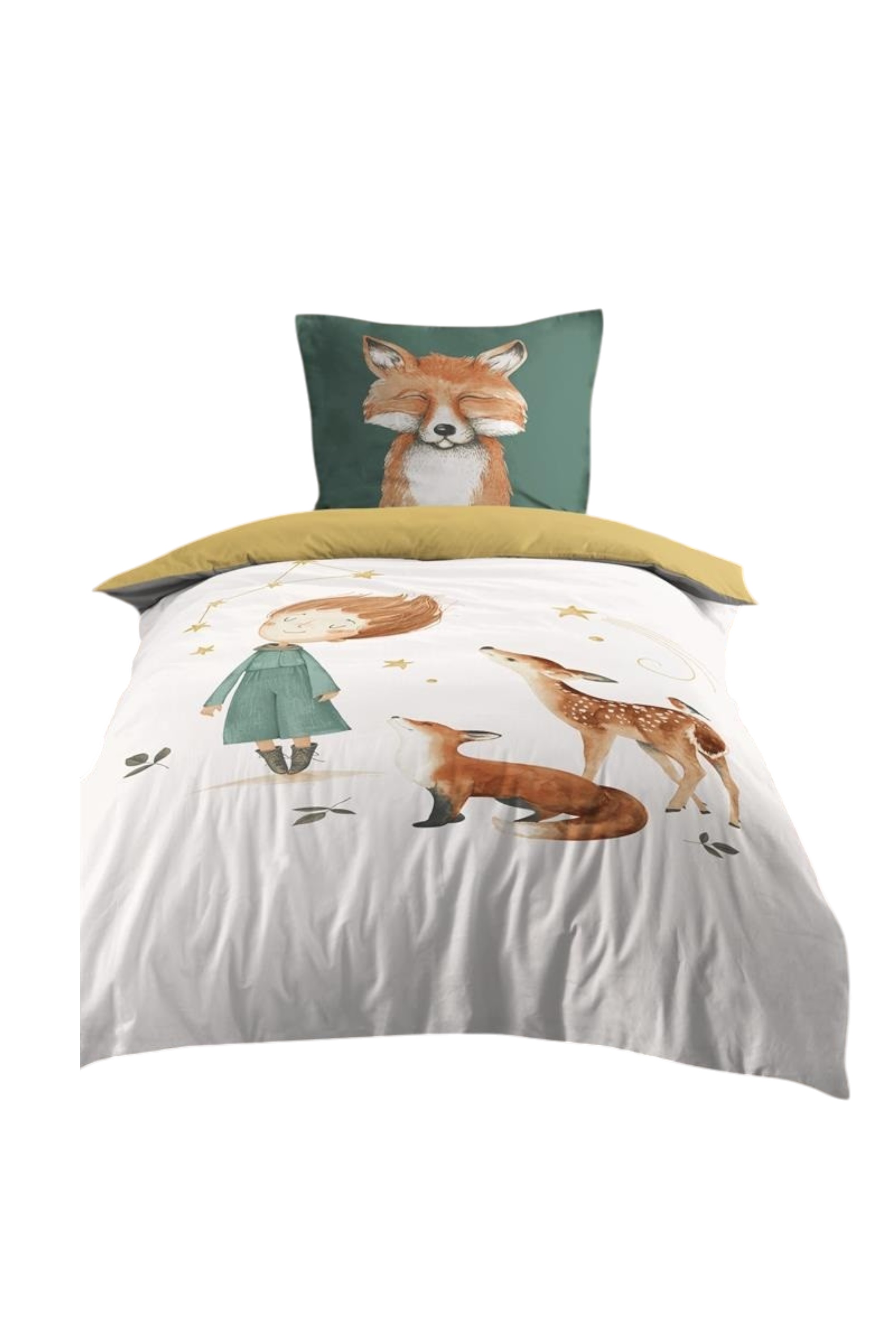 Housse De Couette + Taie Renard Et Animaux
