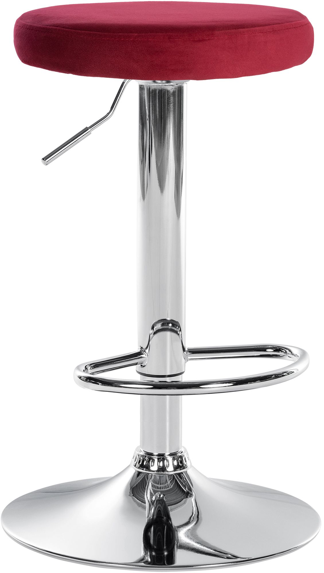 Tabouret De Bar Ponte Velours Chrome Rouge