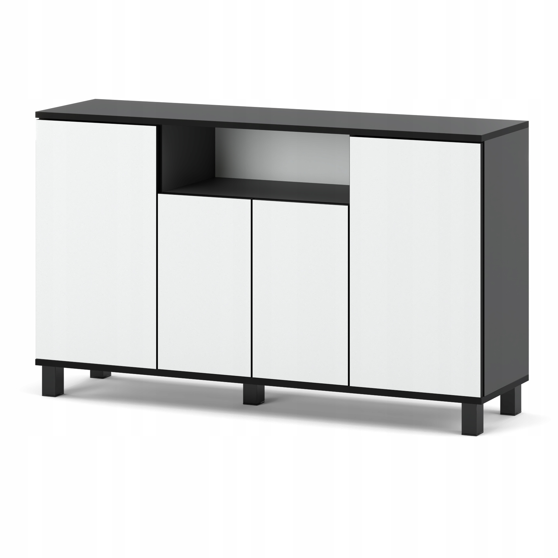 Grande Commode 140 Cm, Gris Mat Et Blanc Mat, Meuble Tv, Meuble De Salon Et De Chambre À Coucher