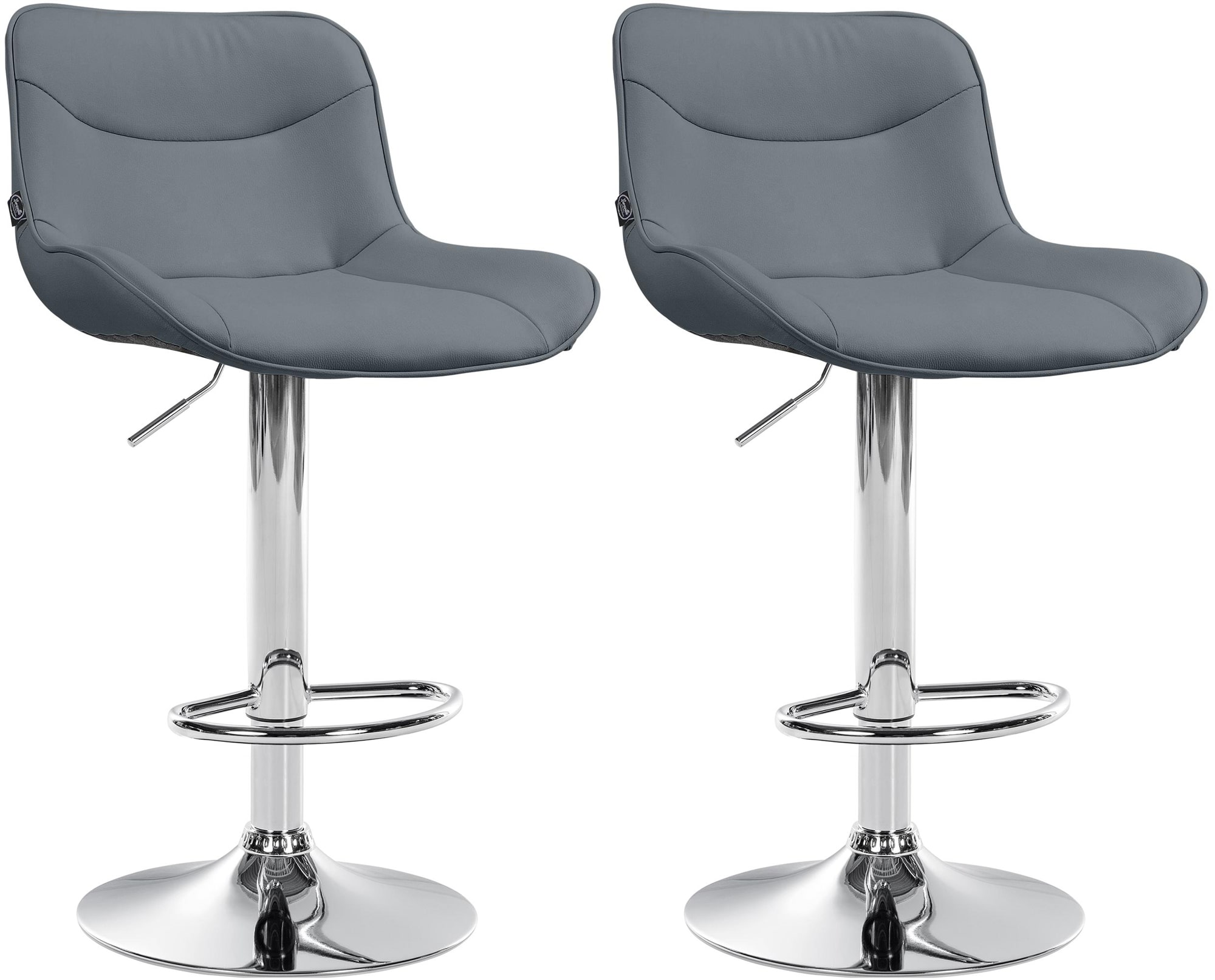 Lot De 2 Tabourets De Bar Vonore Simili Cuir Chromé Gris