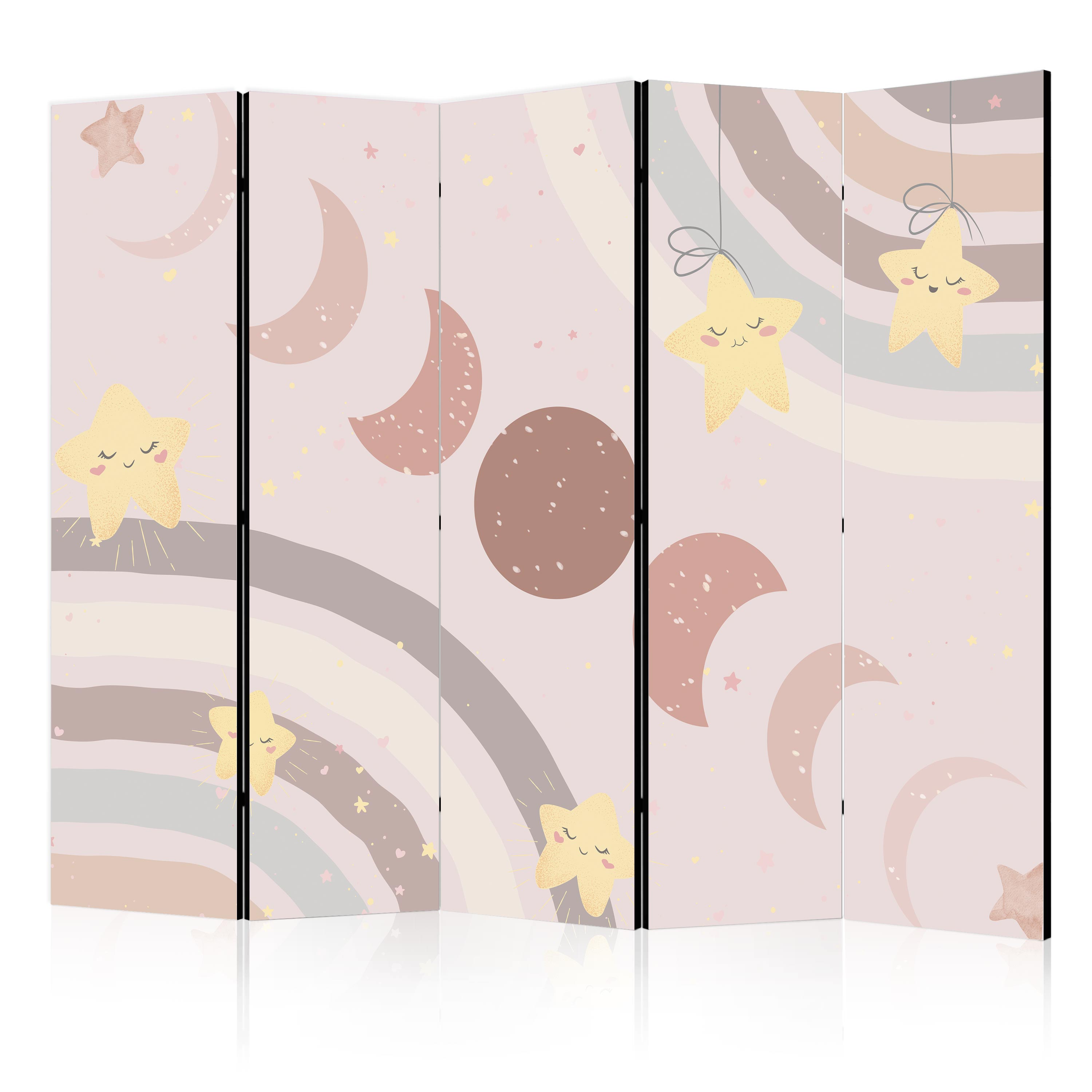 Paravent -étoiles Jaunes Contre Les Phases De La Lune Beige Clair 225x172