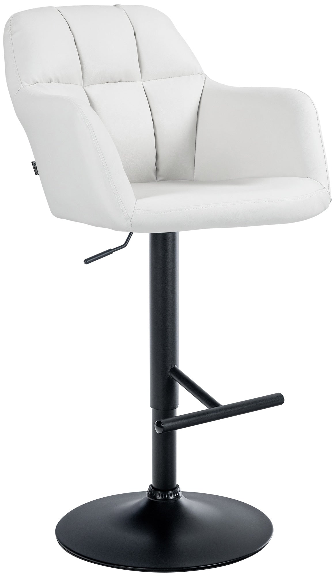Tabouret De Bar Chaise Haute X1 Fonction Rotation 360° En Pvc Blanc Avec Coutures 10_0005261