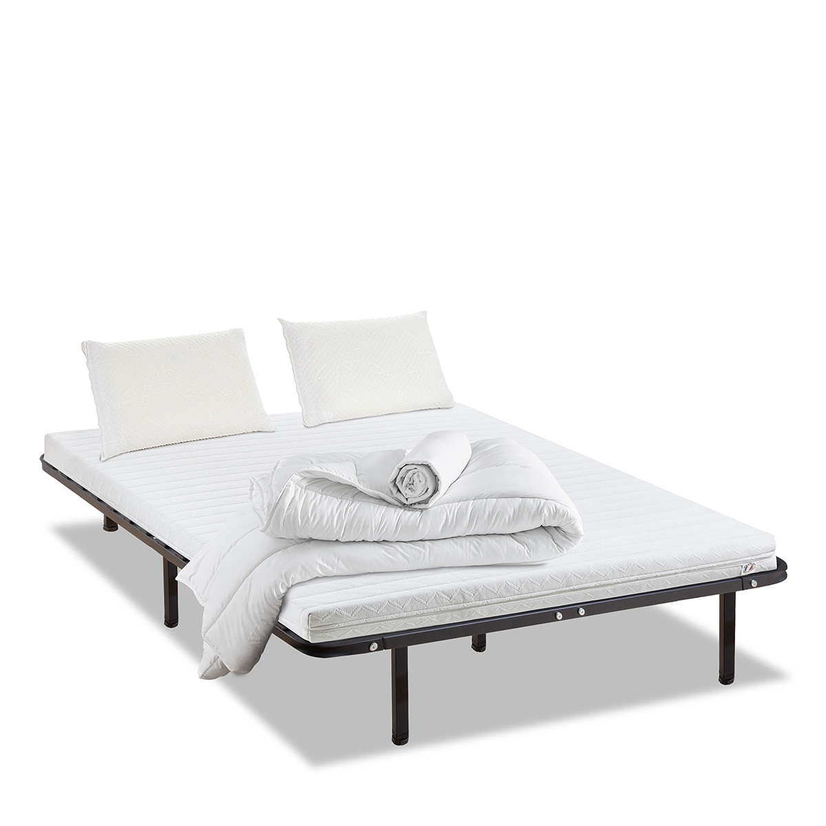Pack Egio 160x200 Cm Matelas Latex Like + Sommier Mã©tal + Accessoires