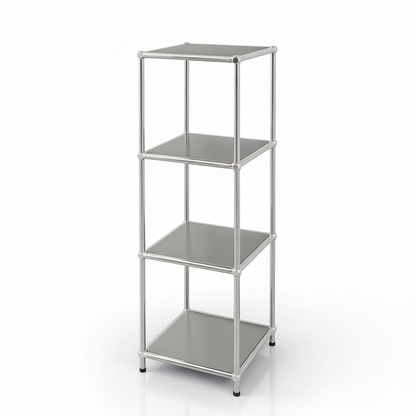 Étagère Métal Chromé Design Épuré, Concept Epuré Mk-005, L30 × P30 × H95 Cm, Gris