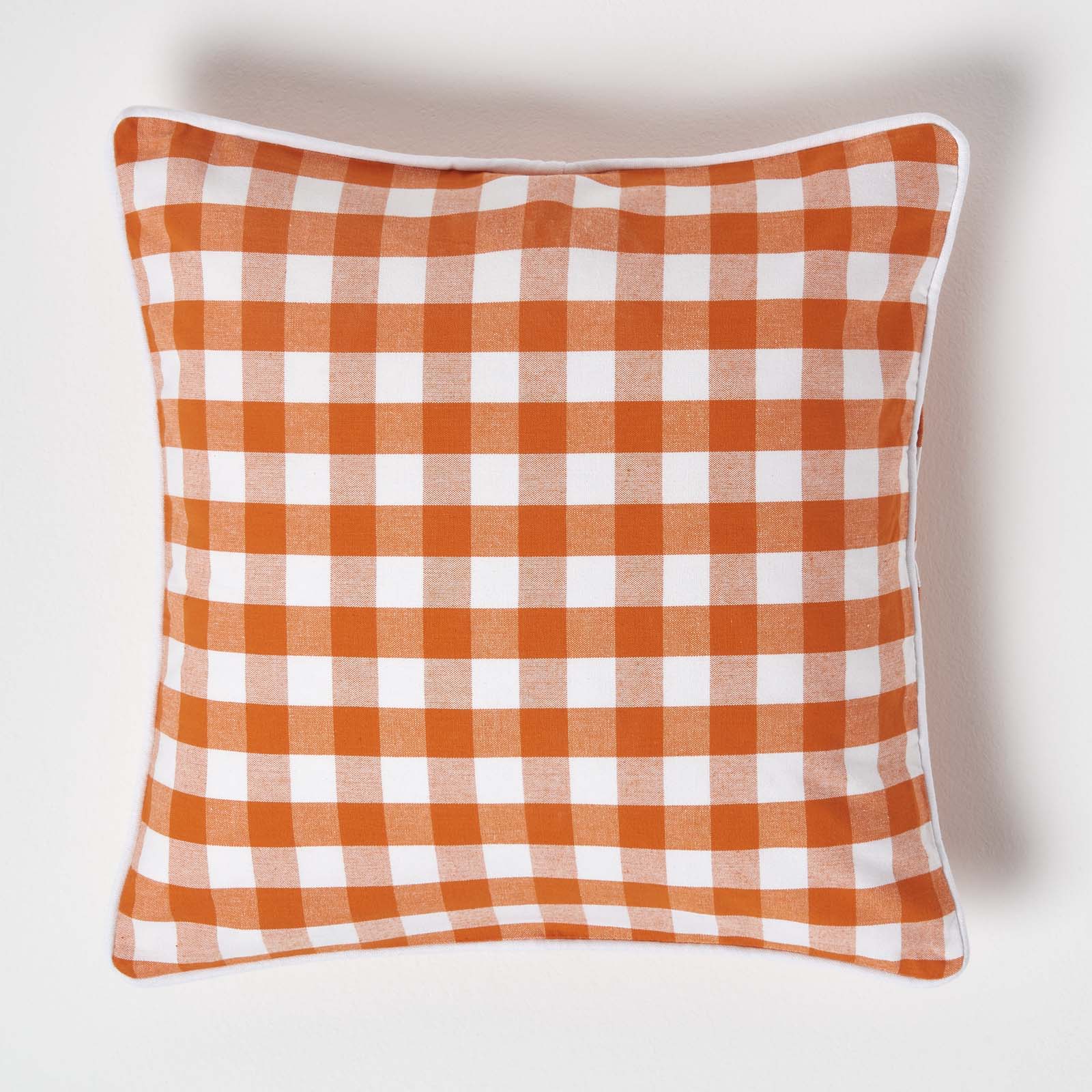 Housse De Coussin À Grands Carreaux Vichy Orange, 45x45cm - Homescapes