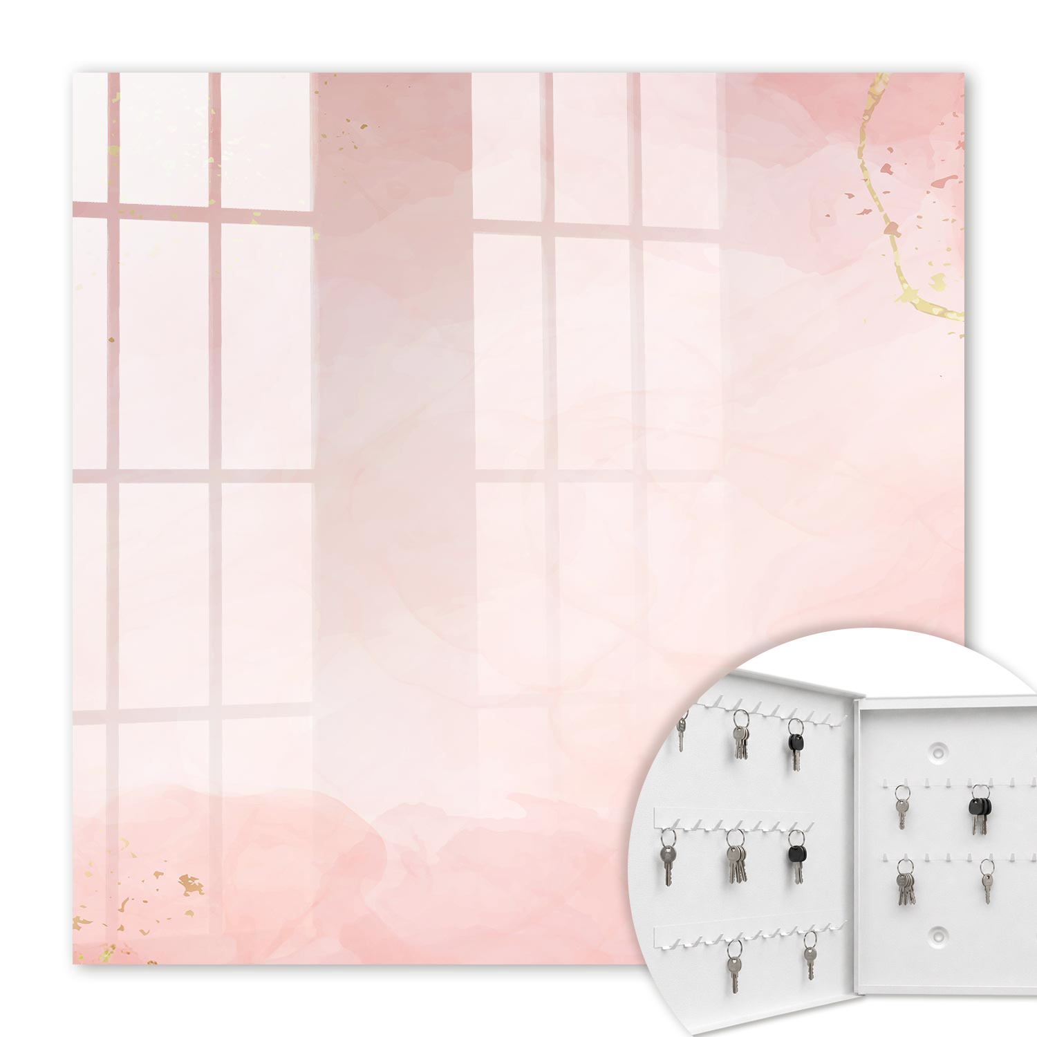 Armoire À Clés - (30 Cm X 30 Cm) - Boîte À Clés Murale - Coffret De Rangement Pour Clés - Couleur Blanche - Ouverture Vers La Gauche - Pour Maison Et Bureau - Élégance Pastel