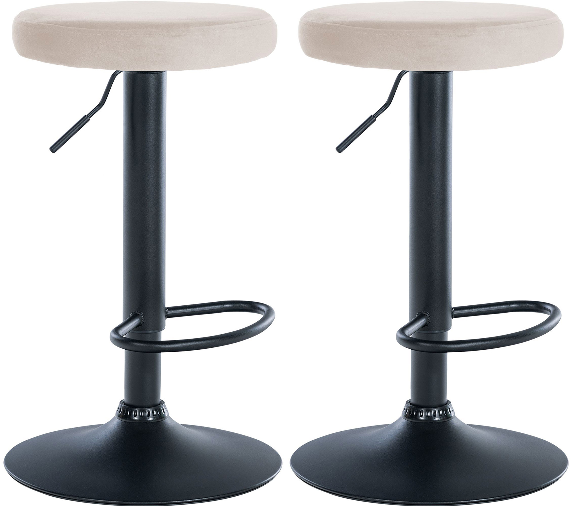 Lot De 2 Tabourets De Bar Ponte Velours Noir Crème