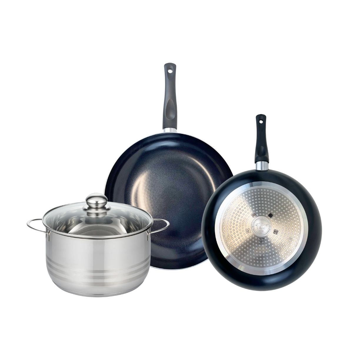 Batterie 2 Poêles 28/32cm + 1 Faitout 24cm Prima Brillant