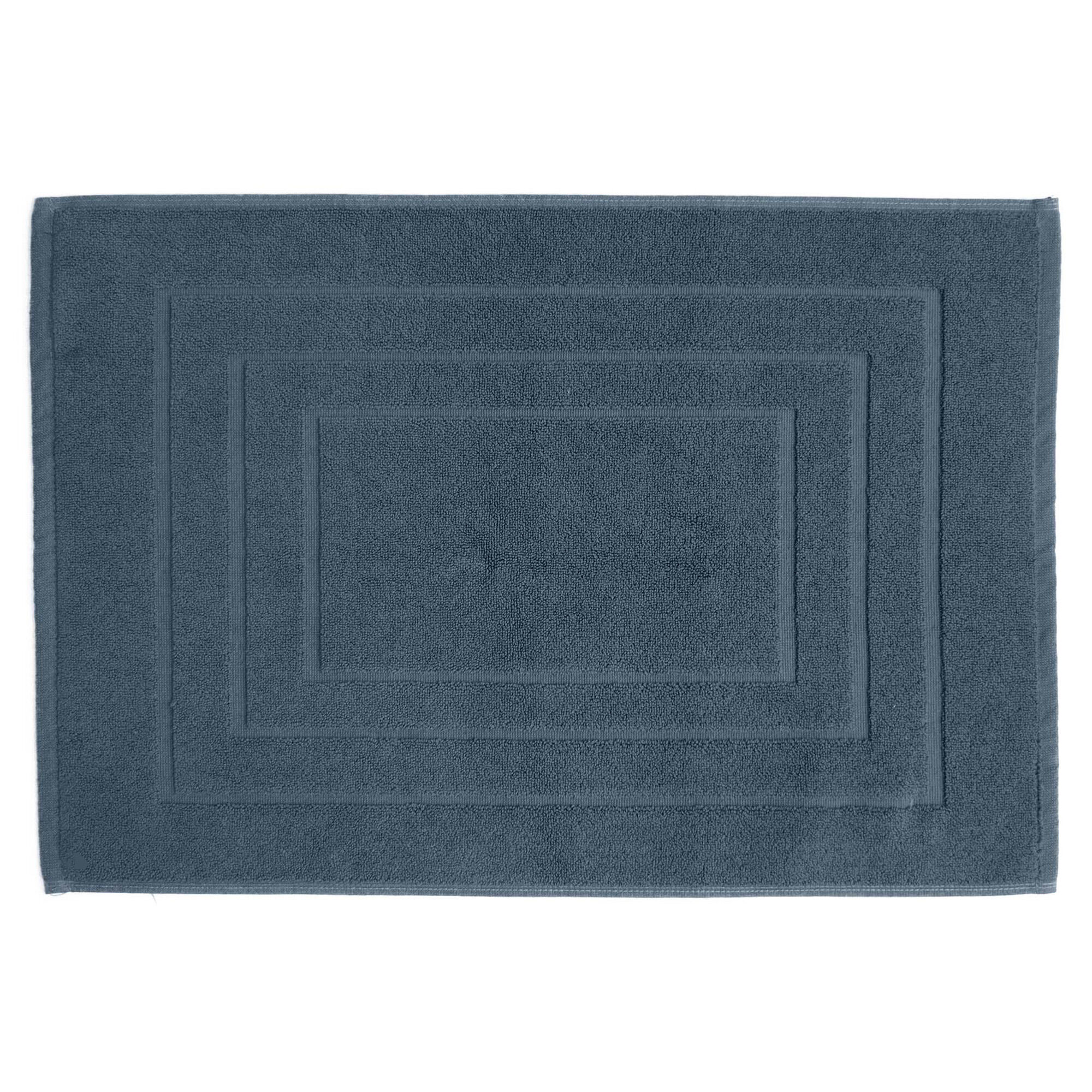 Tapis De Bain Coton 1000g/m2 Collection Naïa 60x40 Cm Bleu Orage