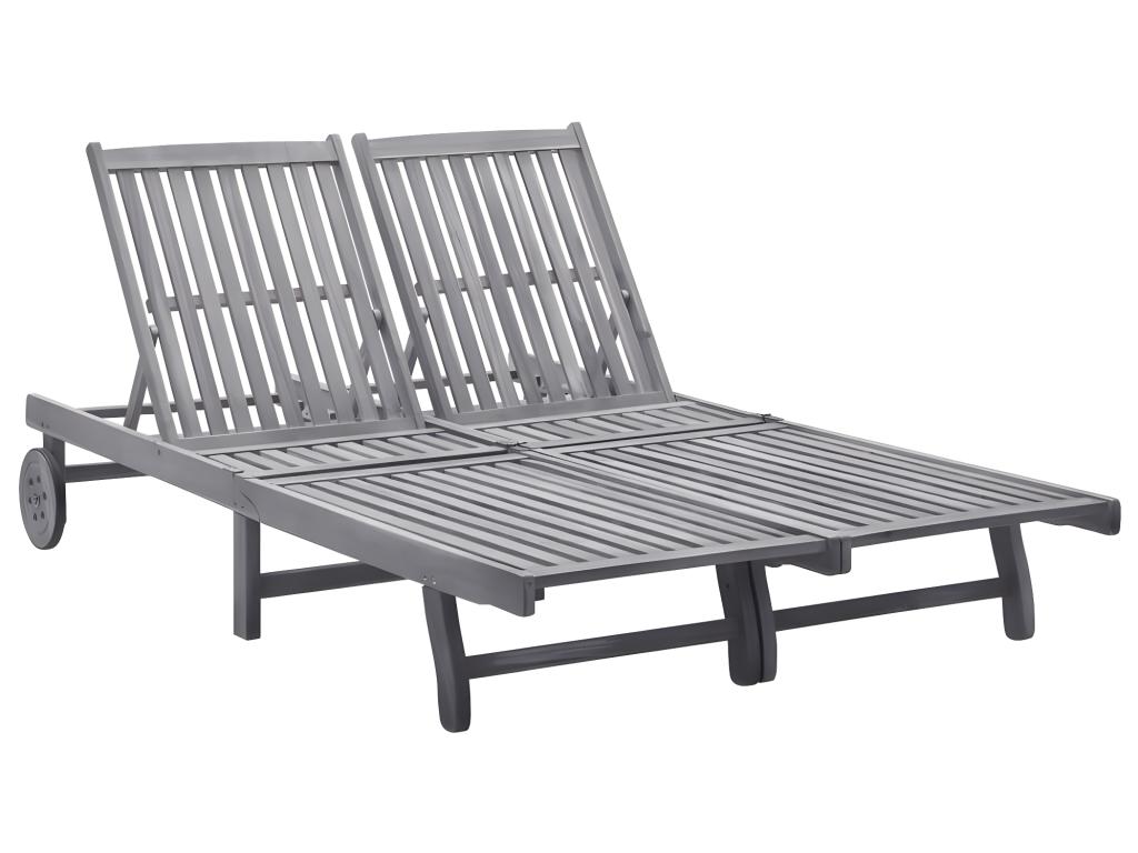 Transat Chaise Longue Bain De Soleil Lit De Jardin Terrasse Meuble D'extérieur 2 Places Bois D'acacia Massif 02_0012239
