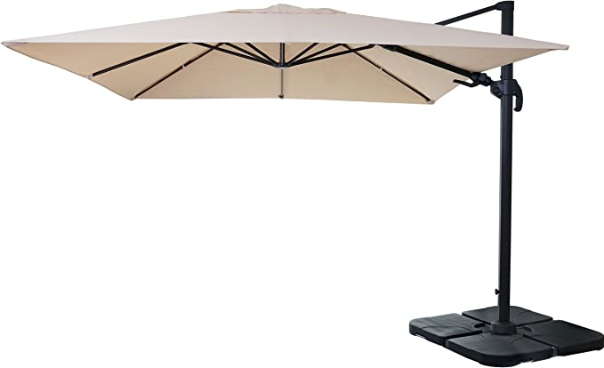 Décoshop26 04_0003293 Parasol De Terrasse Parasol D'aire De Jeux Commerciale Carré Noir, Crème