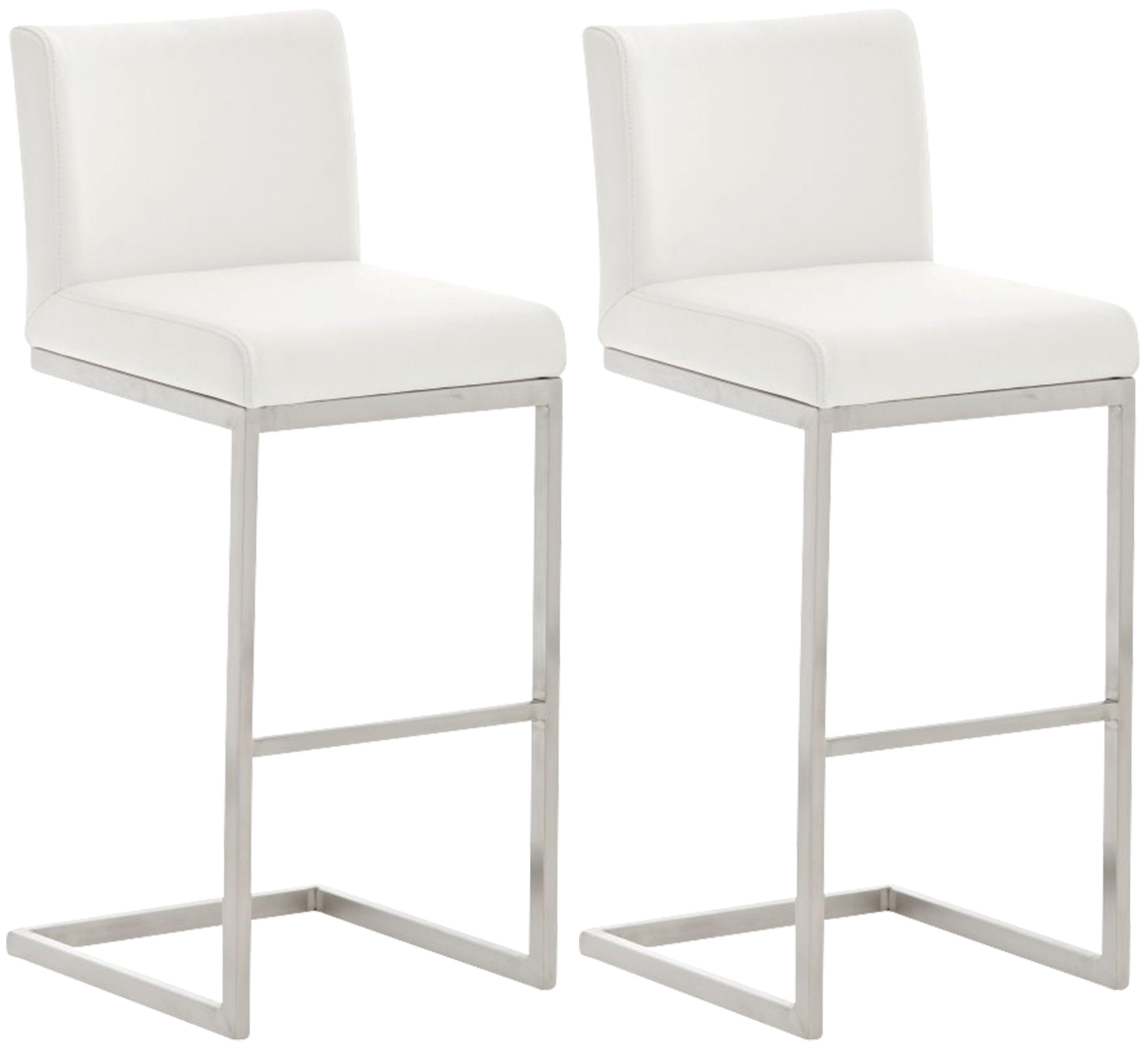 Lot De 2 Tabourets De Bar Paros Simili Cuir Blanc