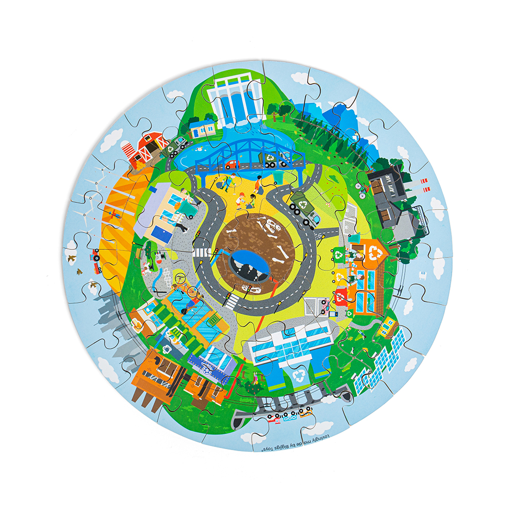 Bigjigs Toys, Puzzle De Sol Circulaire De Recyclage, Adapté Aux ges Dès 3 Ans