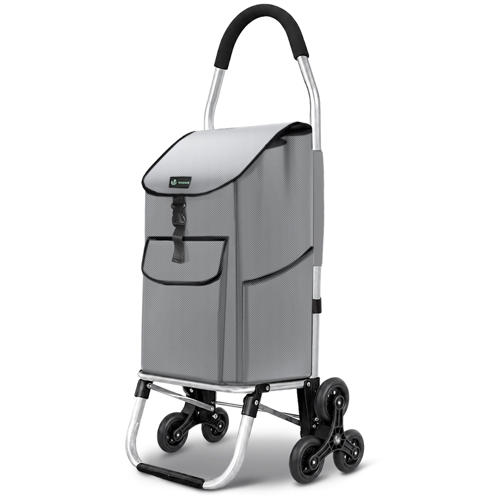 Vounot Chariot De Courses Pliable Monte Escalier Aluminium Gris