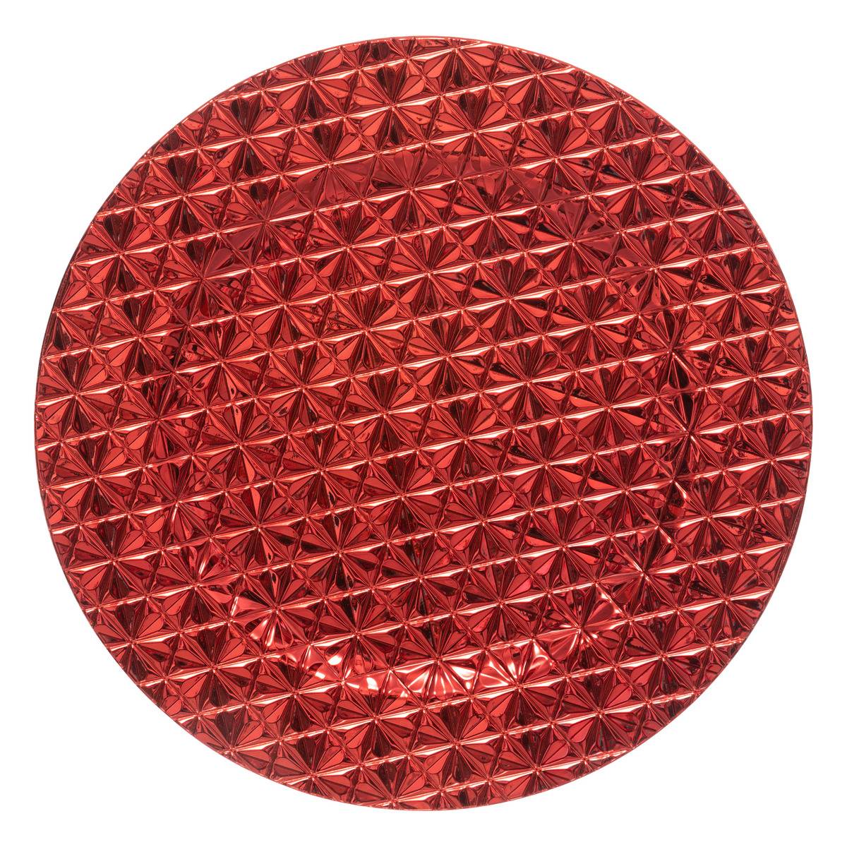 Assiette De Présentation De Noël Géométrique Rouge D. 33 Cm - Feeric Lights & Christmas