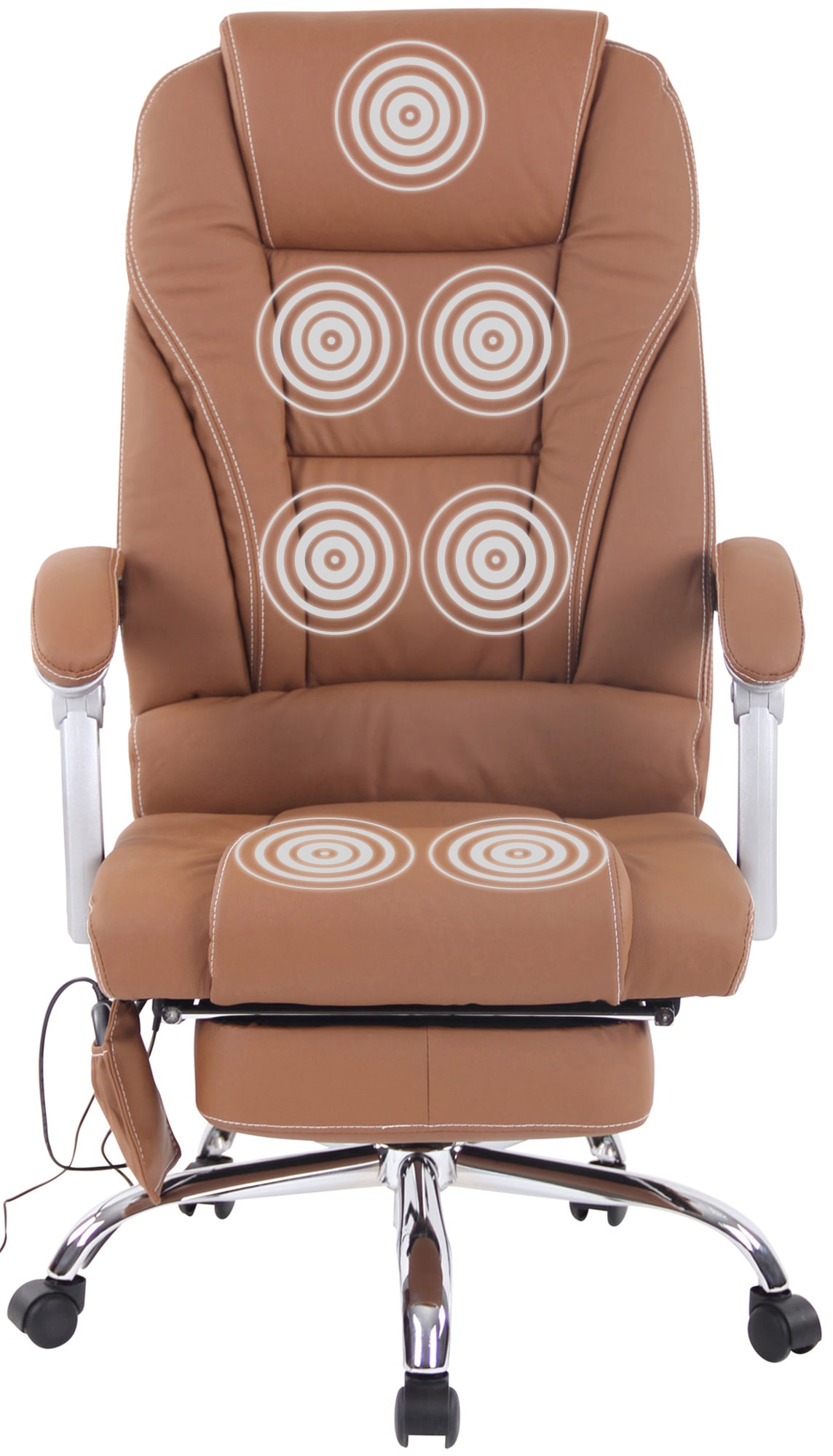Chaise De Bureau Pacific En Cuir Véritable Avec Fonction Massage Marron Clair