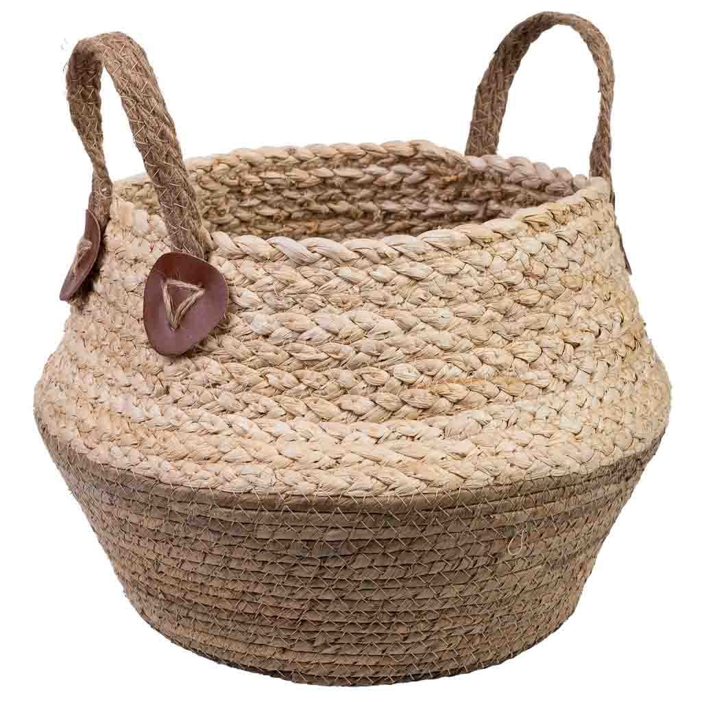Panier En Fibres De Feuilles De Bananier Et Corde Tressée D34x33