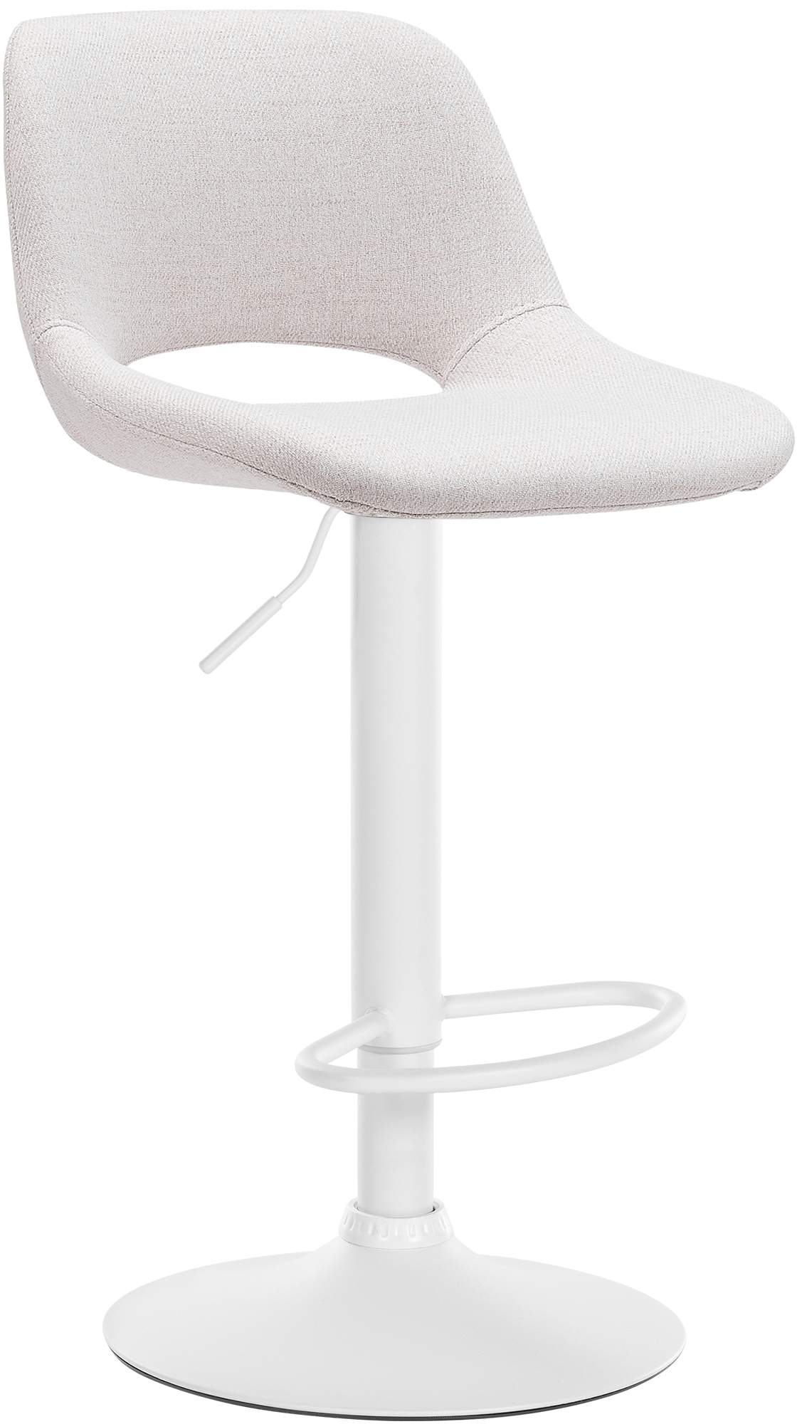 Tabouret De Bar Chaise Haute X1 Avec Repose-pieds En Tissu Crème Piètement Métallique Blanc 10_0004617