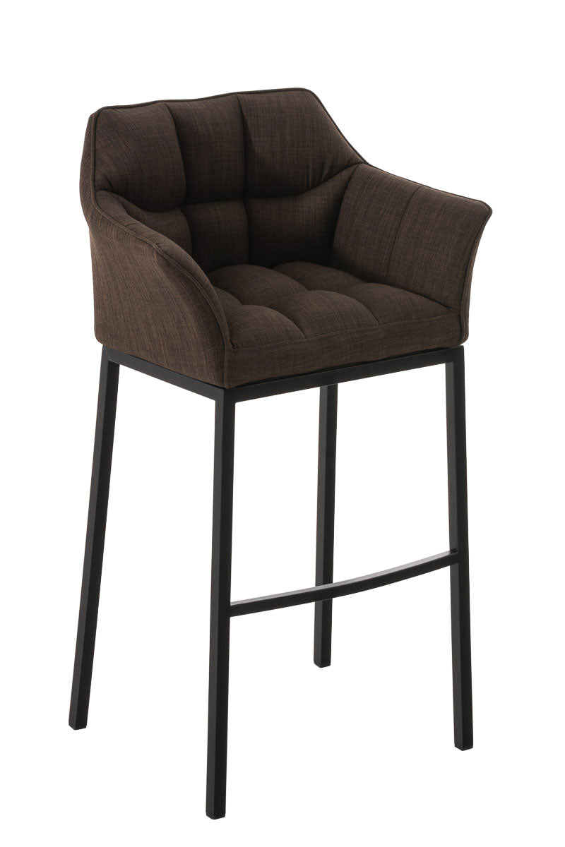 Tabouret De Bar Chaise Haute De Comptoir Couture Carrées Assise En Tissu Marron 4 10_0004702