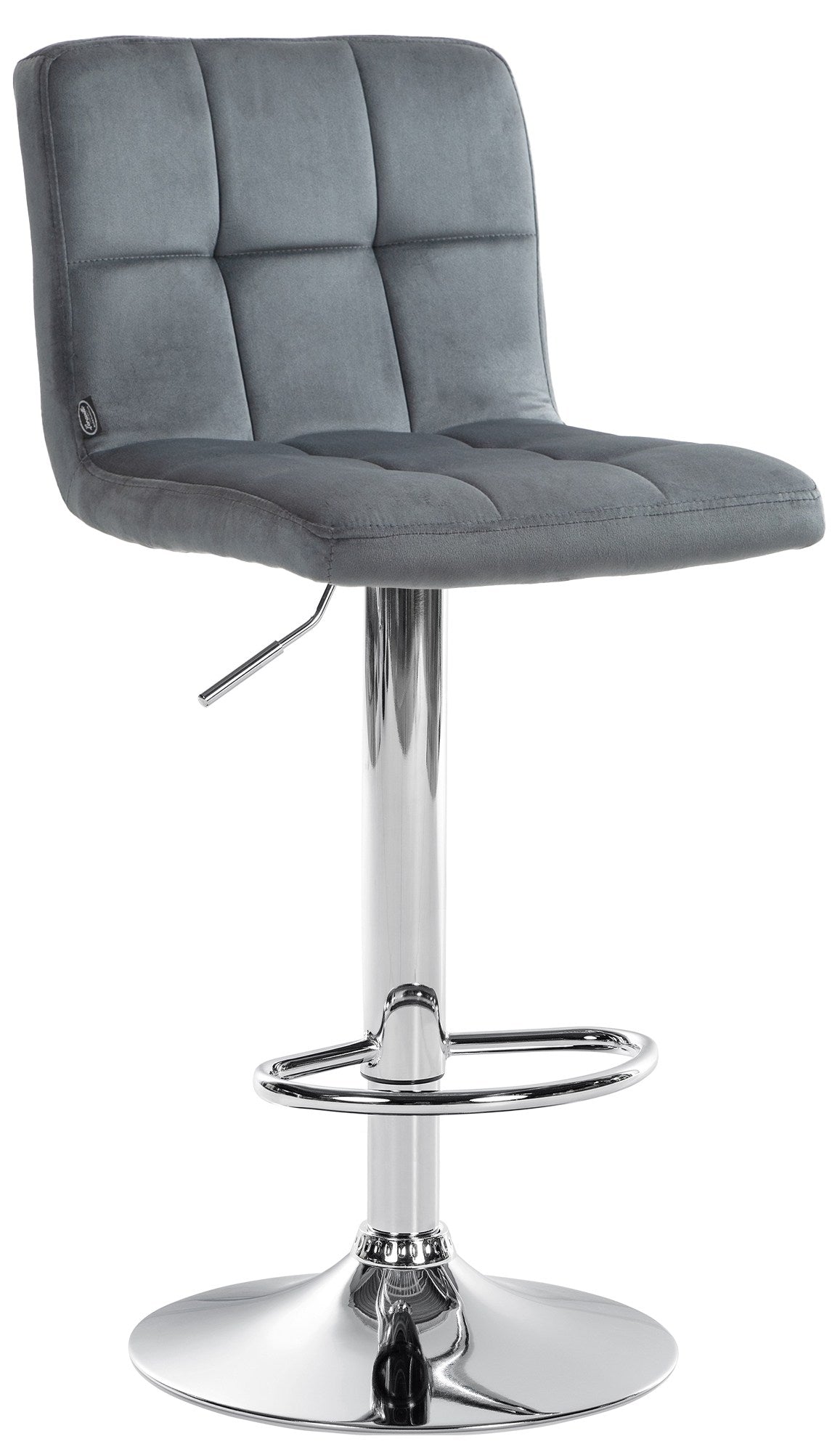 Tabouret De Bar Chaise Haute X 1 Avec Coutures Décoratives Carrées Assise En Velours 10_0005325