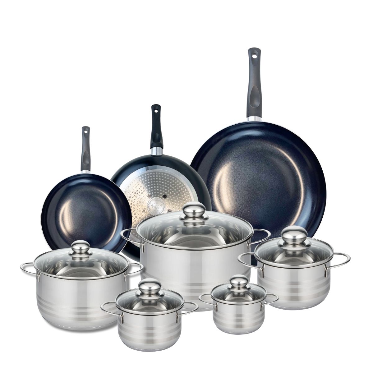 3 Poêles 20/24/32cm + 5 Faitouts 12/14/16/20/24cm Prima Brillant
