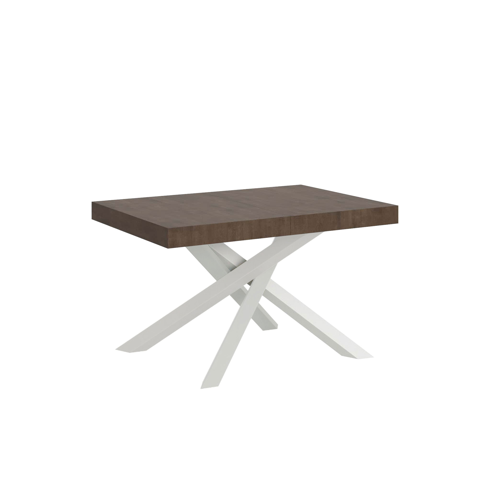 Table Extensible 120/224x90 Cm Volantis Noyer Pieds Blancs