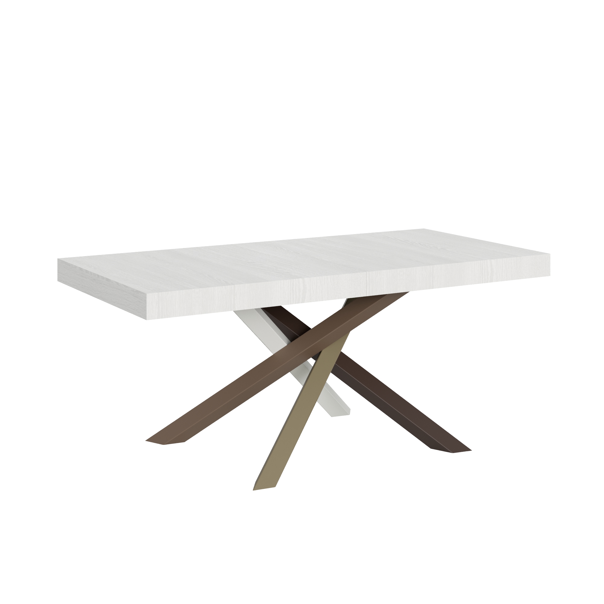 Table Extensible 200/304x90 Cm Volantis Frêne Blanc Pieds Multicolores 4/c