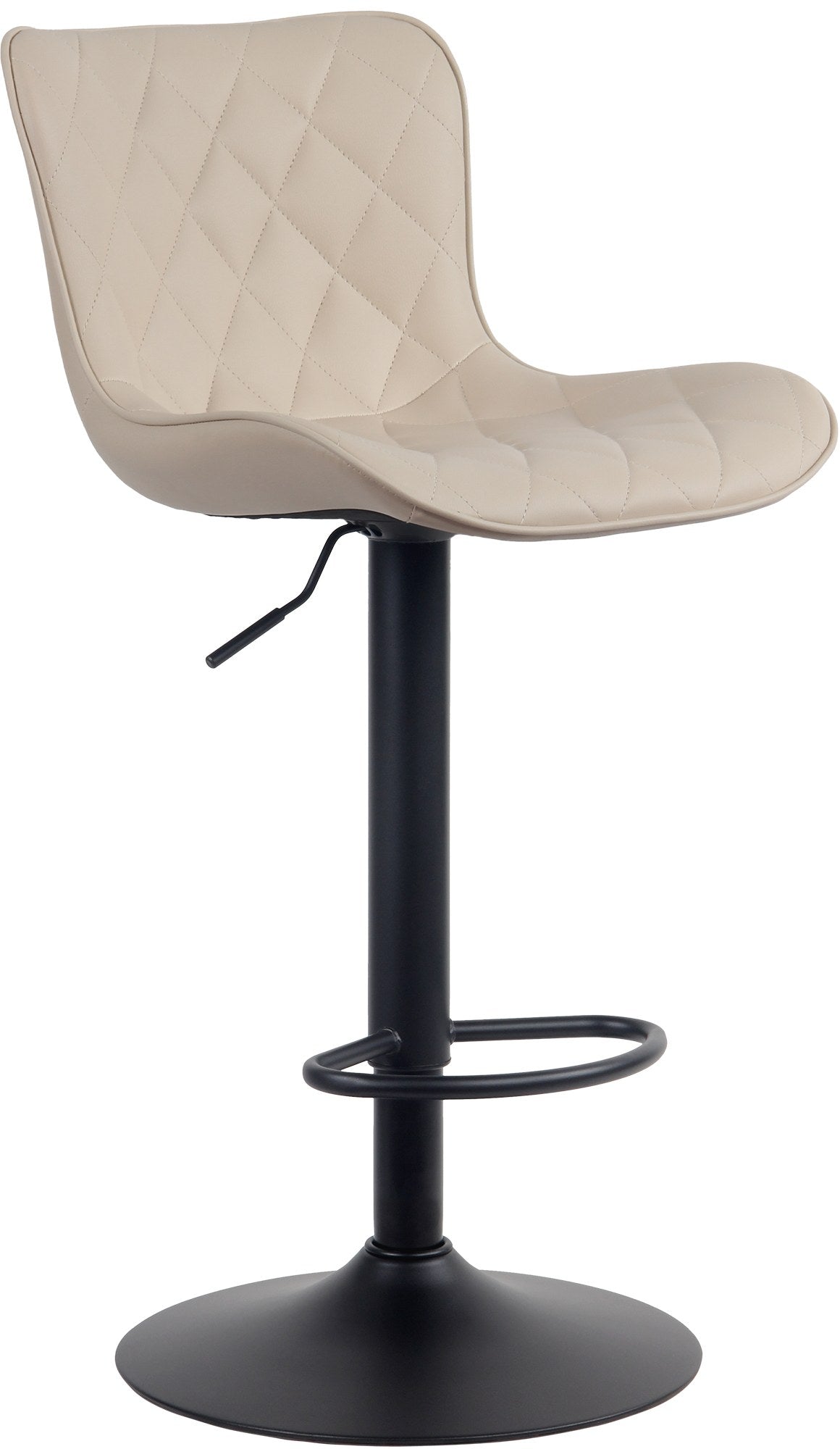 Tabouret De Bar X1 Coutures Décoratives Pied Trompette Hauteur Réglable En Métal Noir Assise 10_0004857