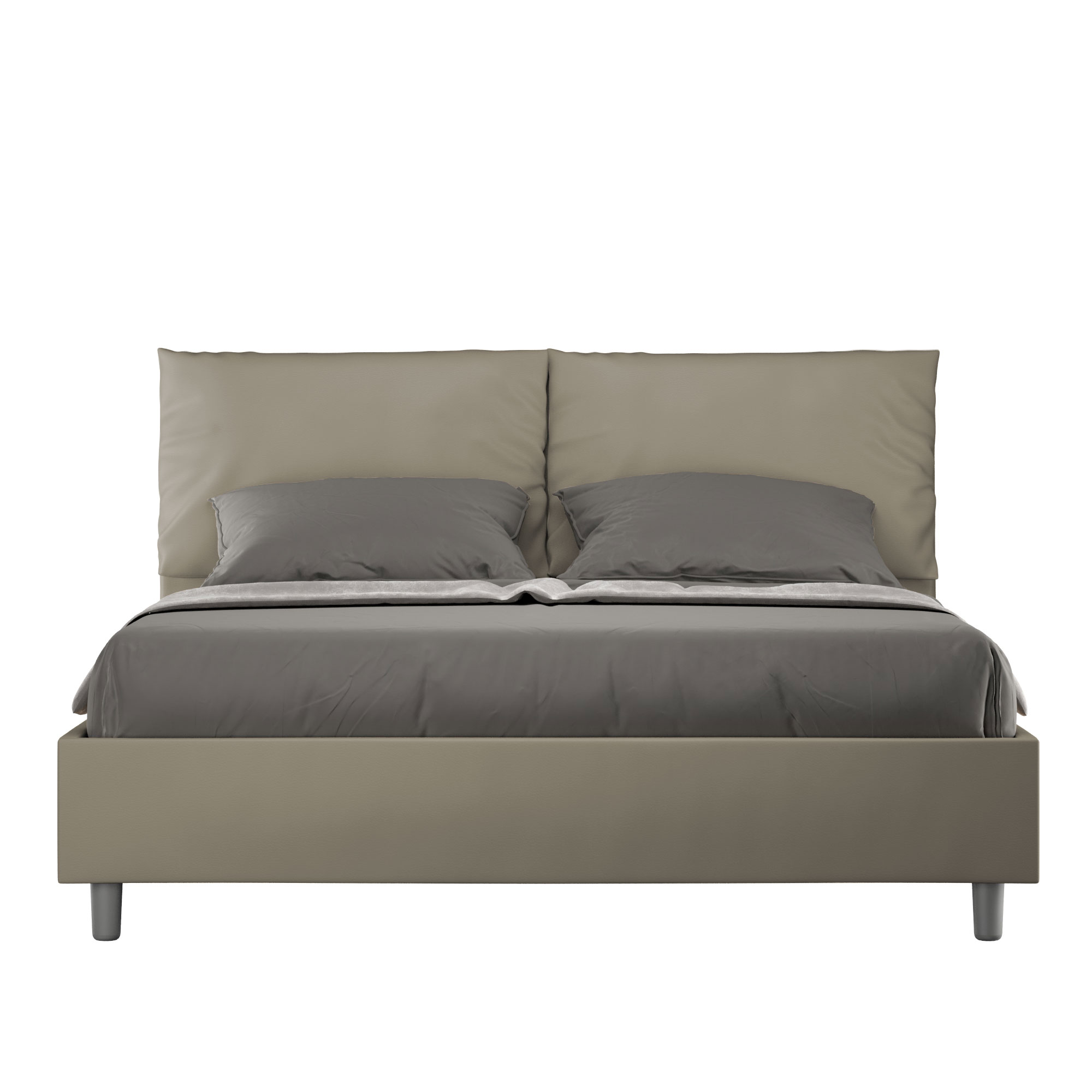 Lit Avec Sommier Rembourré 160x190 Similicuir Cappuccino Antea