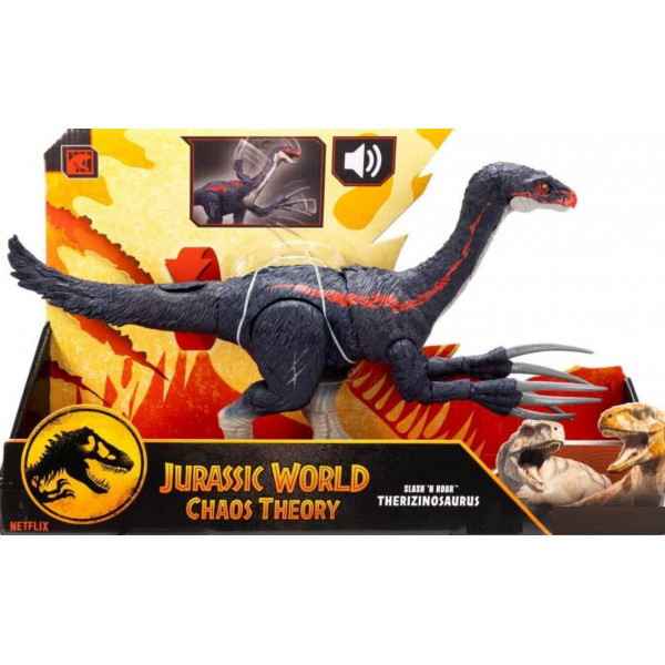 Coffret Dinosaure Slash 'n Roar Therizinosaurus 40 Cm - Articulé + Bruitage Attaque - Dino Chaos Théory - Jurassic World