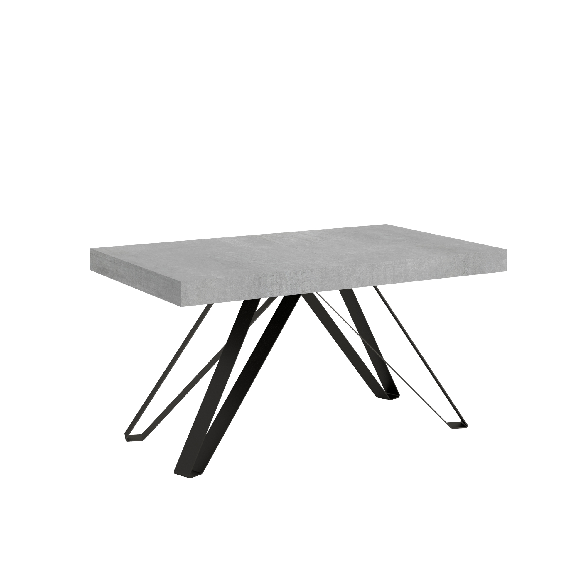 Table Extensible 160/264x90 Cm Terium Effet Gris Béton Pieds Anthracite