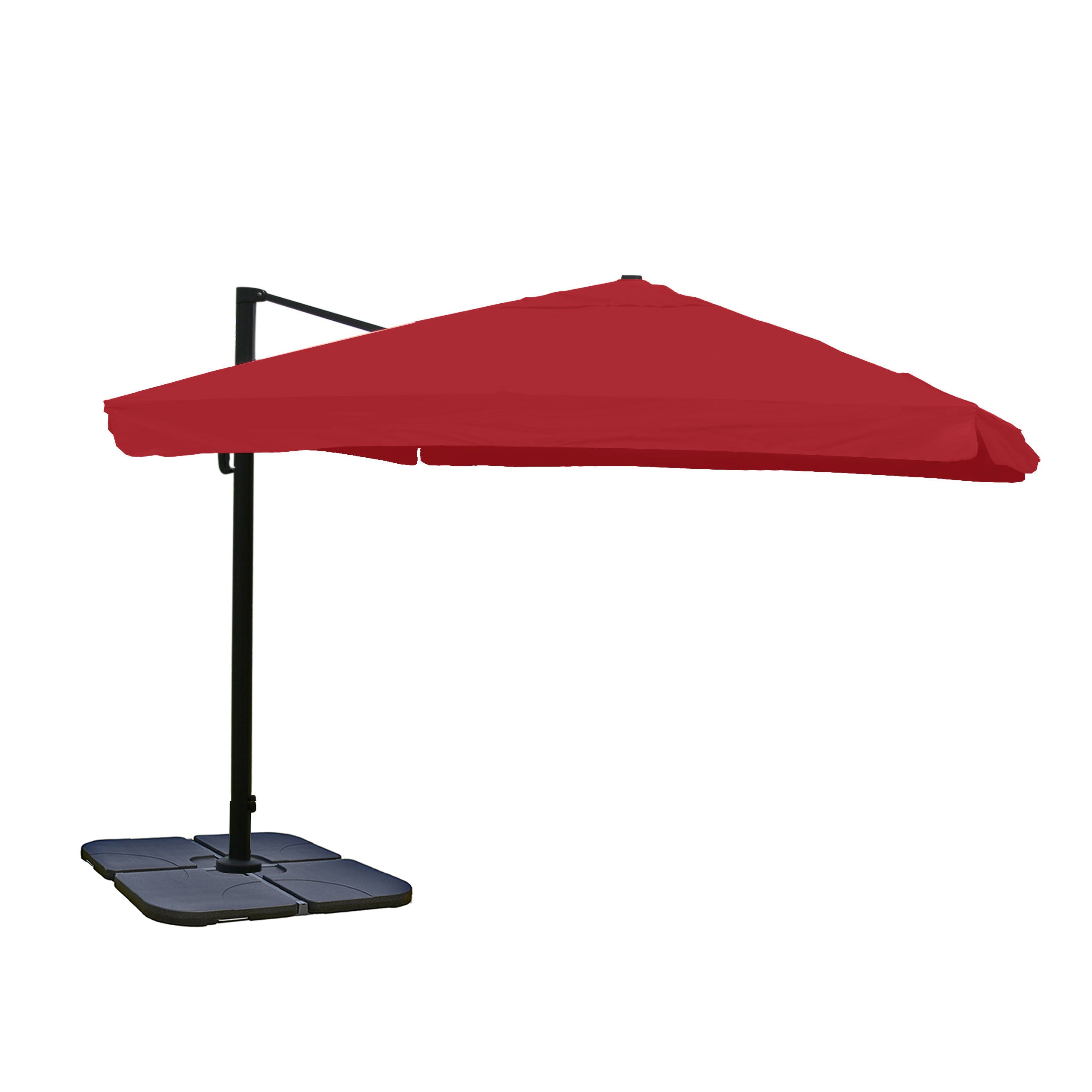 Parasol Déporté Professionnel Orientable 360° Inclinable 3x3 M Diamètre 4,3 M Avec Pied Croisillon Et Platine Rotative Inclus Aluminium Acier Anthracite Polyester Bordeaux 040007926