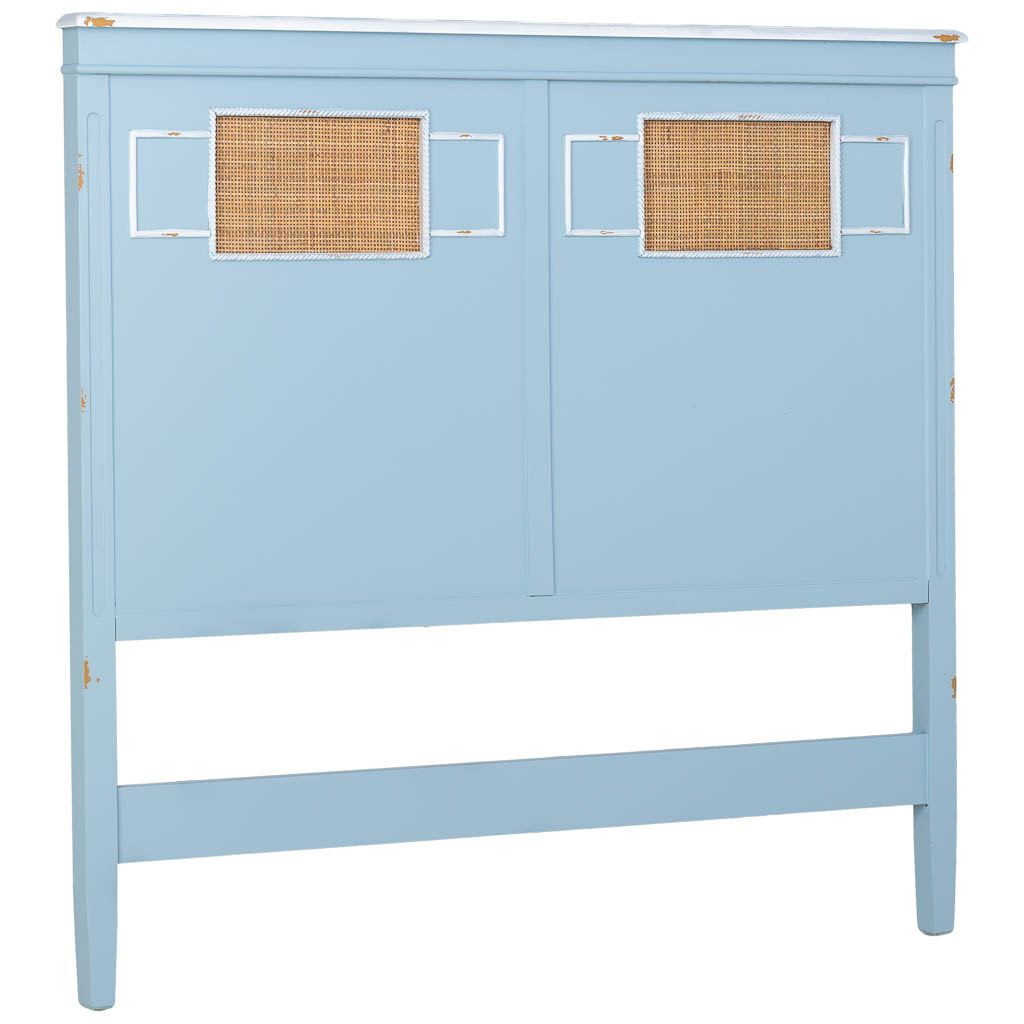 Tête De Lit En Bois Avec Grille Bleu 150x6x130